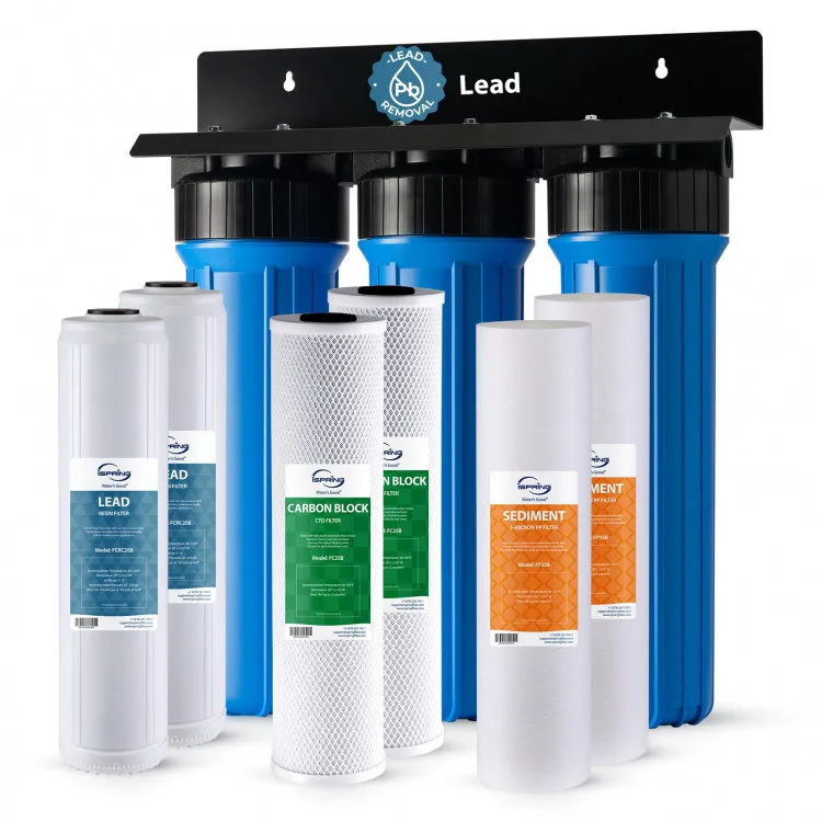 iSpring WGB32B-PB 3-stage whole-house water filter for lead reduction with sediment, carbon block and lead resin cartridges